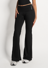 LUXE COMFORT FOLD OVER FLARES - BLACK