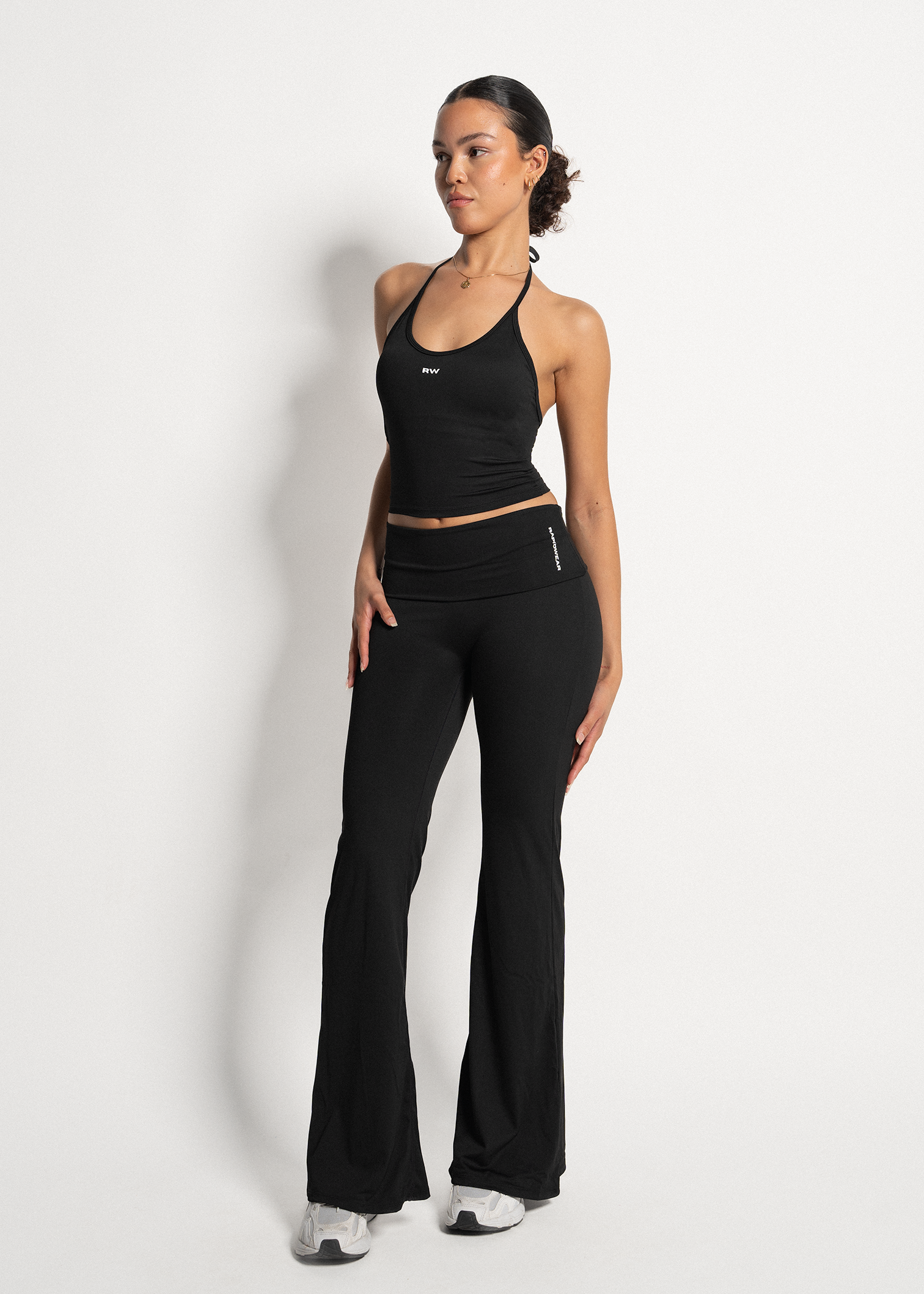 LUXE COMFORT FOLD OVER FLARES - BLACK