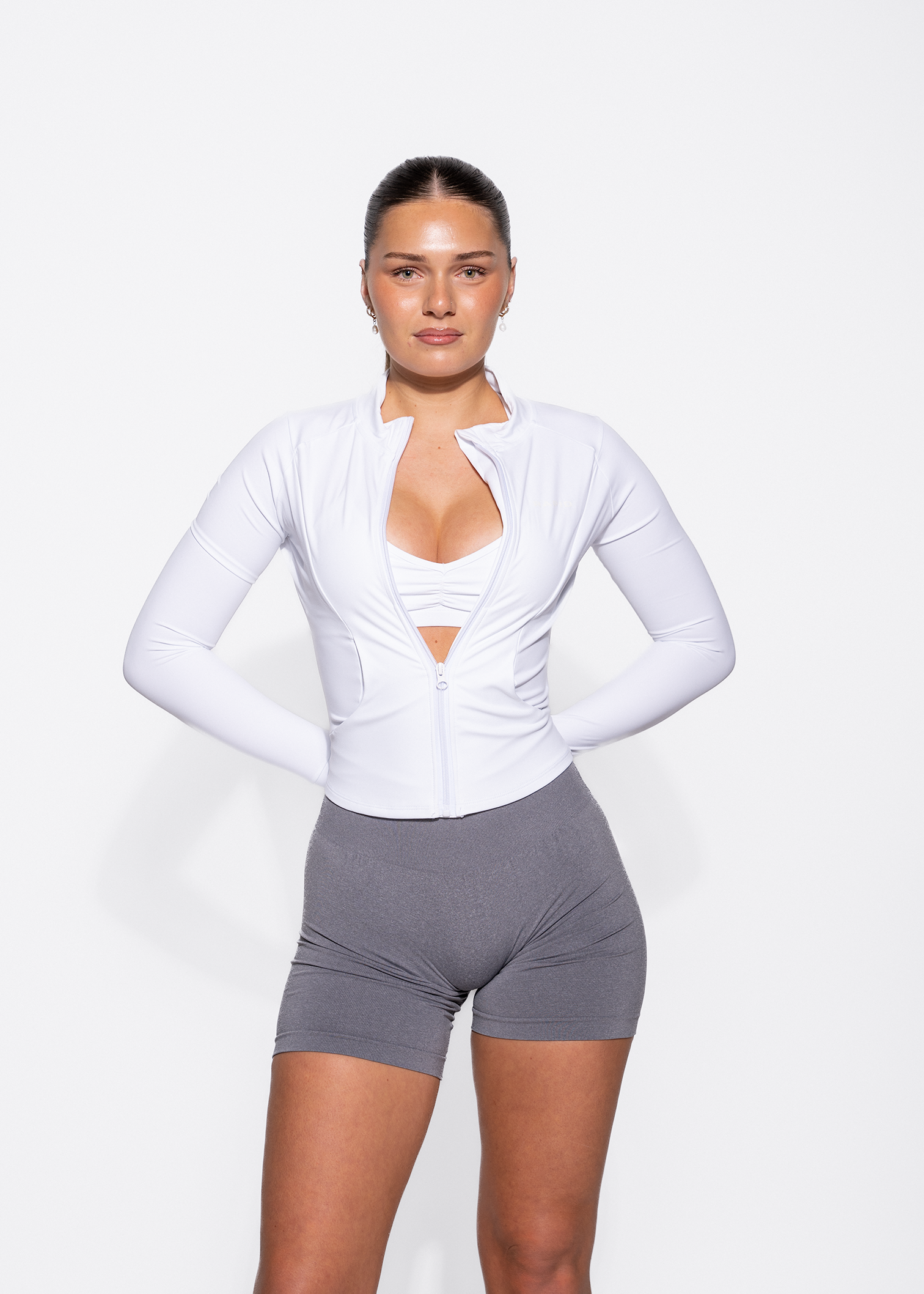 SCULPT ZIP UP JACKET - WHITE