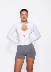 SCULPT ZIP UP JACKET - WHITE