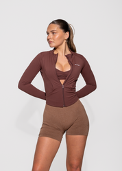 SCULPT ZIP UP JACKET - BROWN