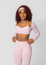 ARIA LONG SLEEVE CROP - BABY PINK