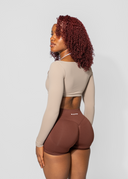 LUNA LONG SLEEVE CROP - BEIGE