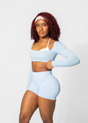 LUNA LONG SLEEVE CROP - BABY BLUE