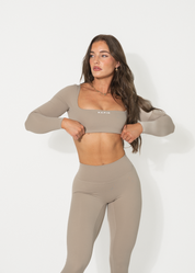 CLEO SCOOP LONG SLEEVE - BEIGE