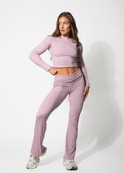 FITTED LOUNGE FLARE LEGGINGS
 - BLUSH PINK