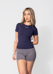 AURA SHORT SLEEVE COMPRESSION TOP - NAVY