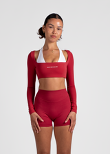 ARIA LONG SLEEVE CROP - CHERRY
