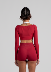 ARIA LONG SLEEVE CROP - CHERRY