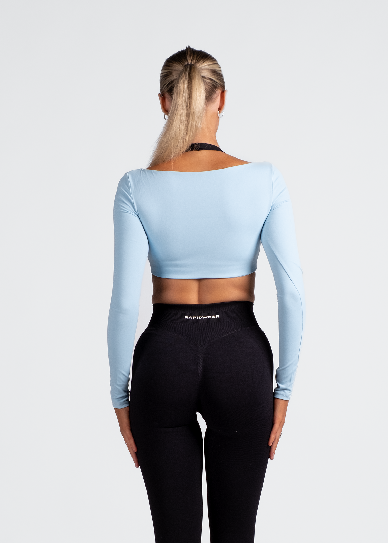 ARIA LONG SLEEVE CROP - BABY BLUE