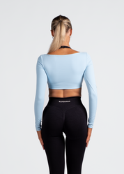 ARIA LONG SLEEVE CROP - BABY BLUE
