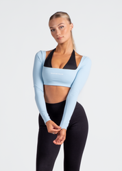ARIA LONG SLEEVE CROP - BABY BLUE
