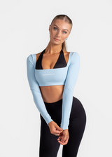ARIA LONG SLEEVE CROP - BABY BLUE