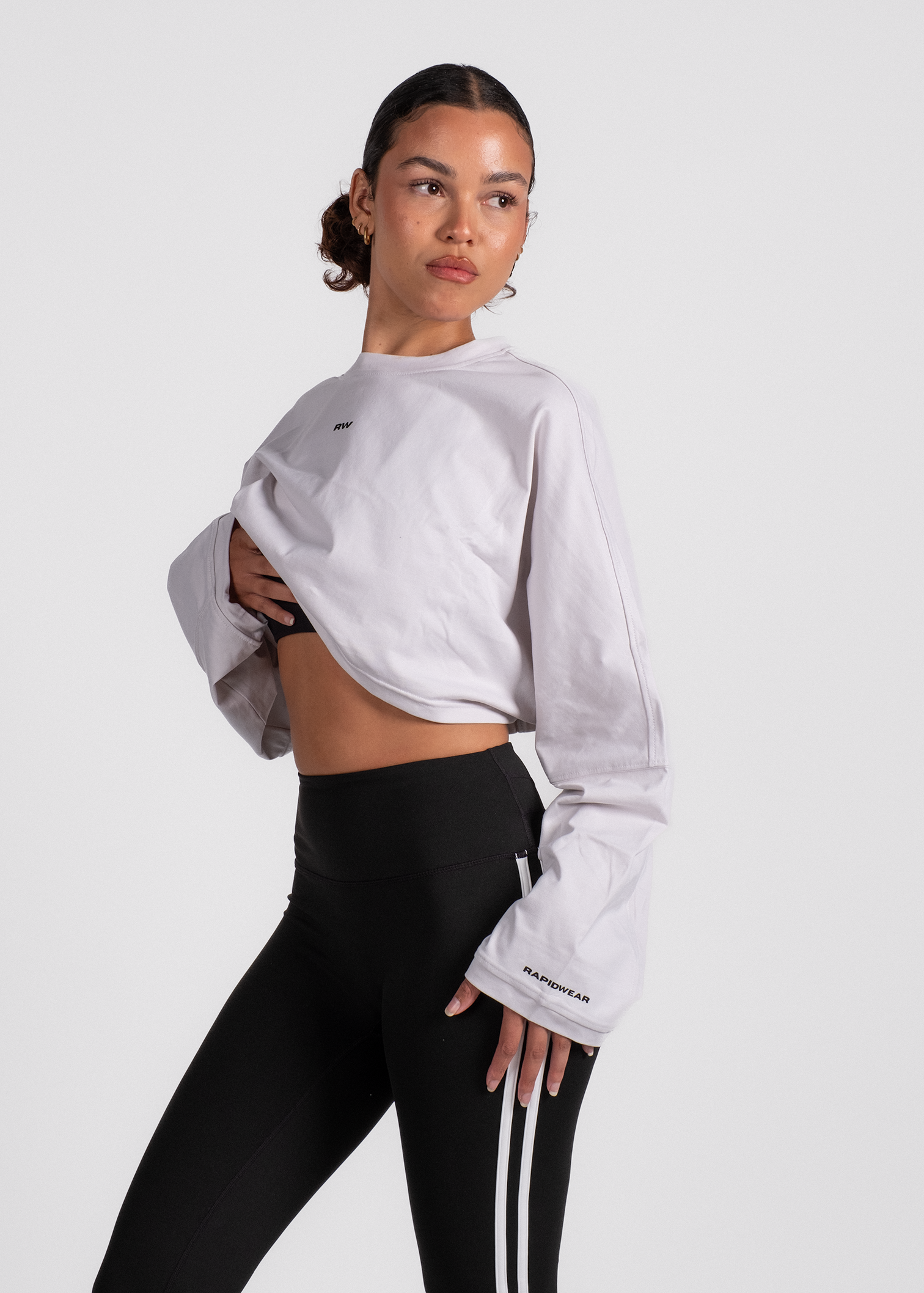 CROPPED SWEATER - GREY WHITE