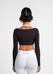 ARIA LONG SLEEVE CROP - BLACK