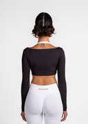 ARIA LONG SLEEVE CROP - BLACK