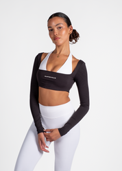 ARIA LONG SLEEVE CROP - BLACK