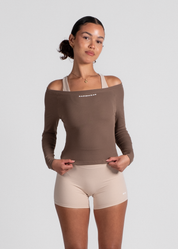 FORM OFF SHOULDER LONG SLEEVE - BROWN