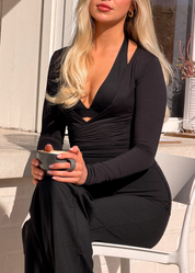 LUXE WRAP TOP - BLACK