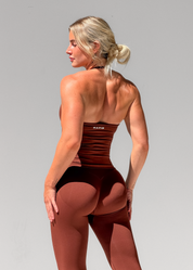 BALANCE FITTED HALTER TOP - BROWN