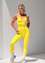 BALANCE FITTED HALTER TOP - LEMON SORBET