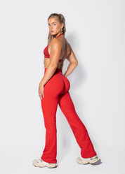SERENITY SCRUNCH BUM FLARES - CHERRY