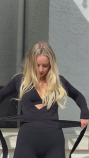 LUXE WRAP TOP - BLACK